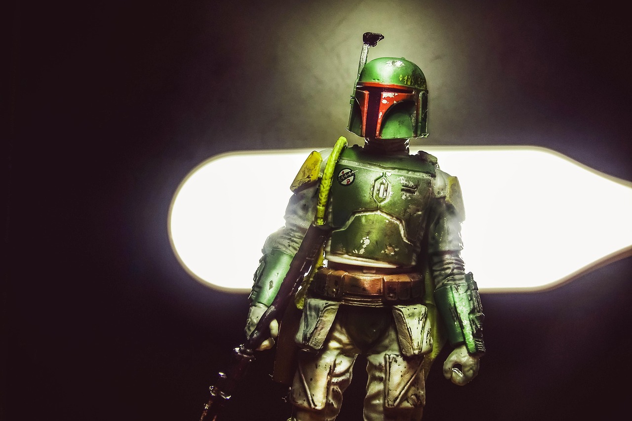 Gun wielding robot in a futuristic RPG scene