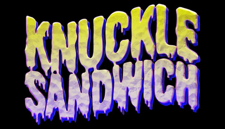 Knuckle Sandwich cover art showcasing a quirky protagonist amidst a colorful, chaotic background