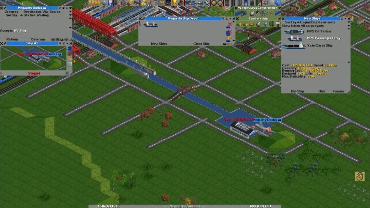 OpenTTD screenshot, a free offline strategy game for very low-end PCs