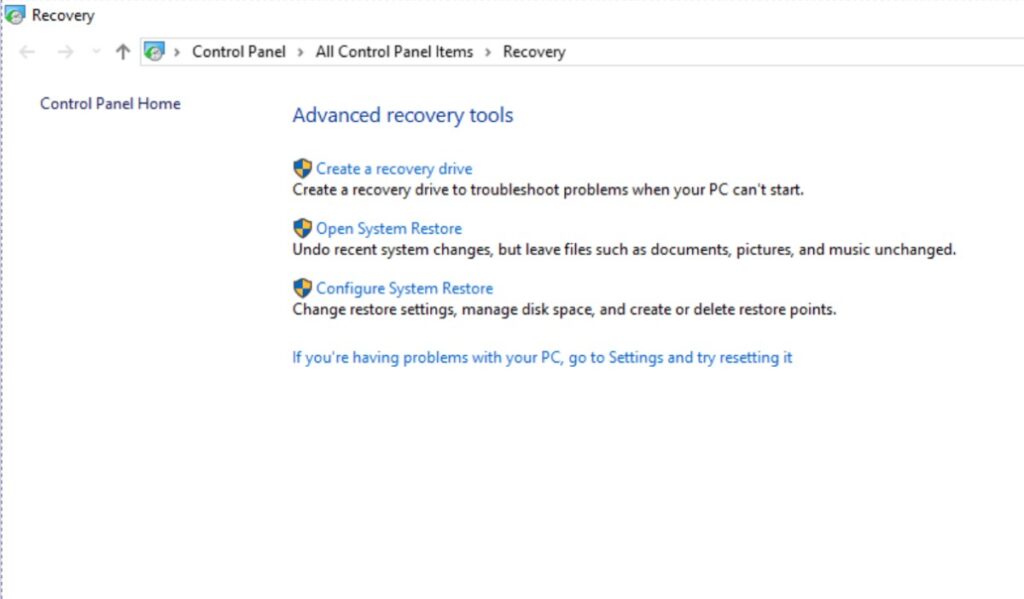 Windows 11 Recovery settings showing Reset this PC and recovery options