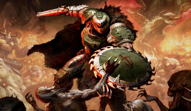 Doom Slayer with sword and shield from Doom: The Dark Ages – can I run Doom: The Dark Ages on