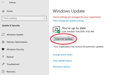 Windows Updates screenshot
