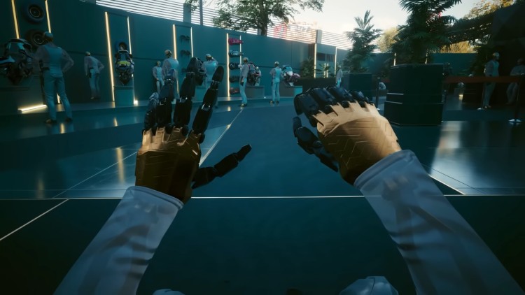Cyberpunk 2077 Patch 2.3 cybernetic mechanical hands close-up