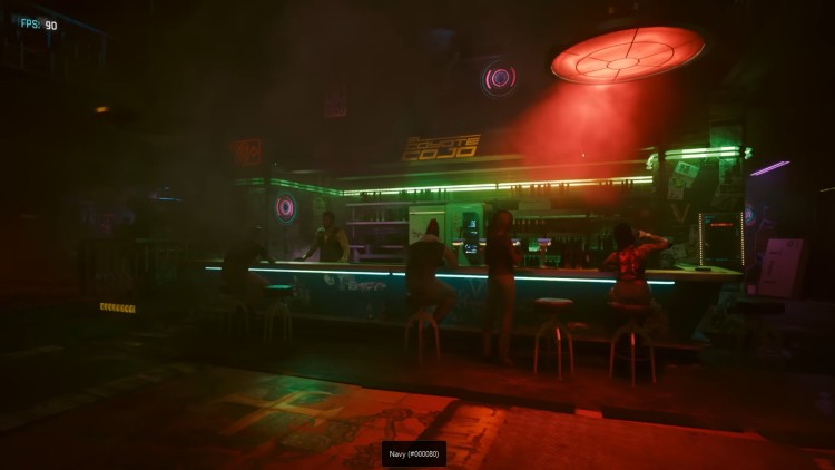 Cyberpunk 2077 Patch 2.3 bar scene with NPC interaction