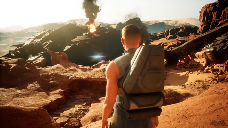 Dune Awakening player character exploring desert biome