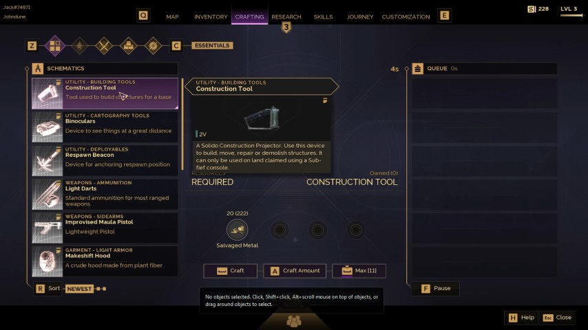 Dune Awakening Review crafting system interface