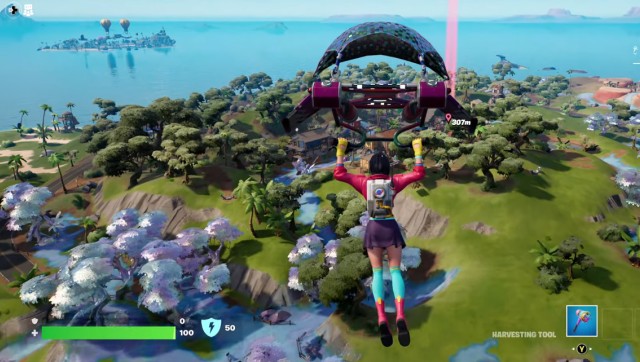 fortnite cheater epic games ban in-game screenshot during glider drop