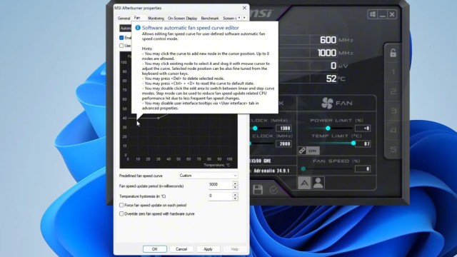 Msi Afterburner FPS and temps main screen