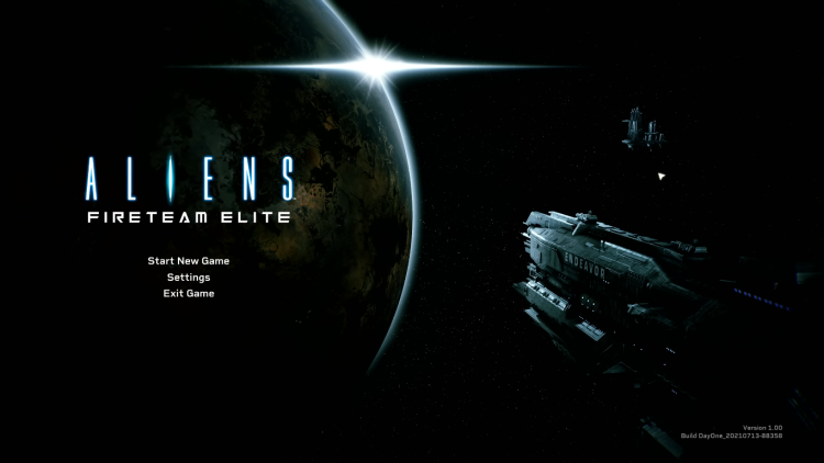Aliens Fireteam Elite start screen main menu