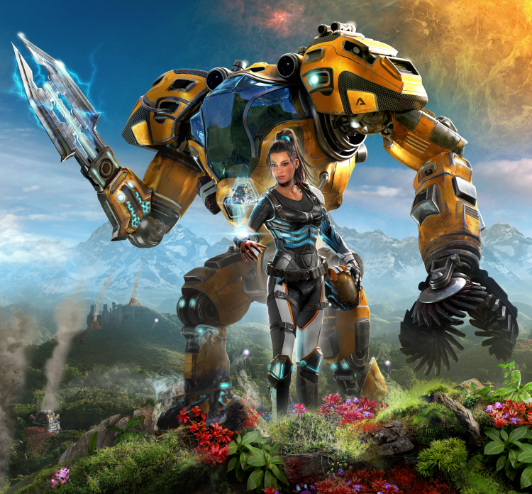 Riftbreaker 2.0 Update Gameplay changes - Ashley with the Riftbreaker mech after the 2.0 update
