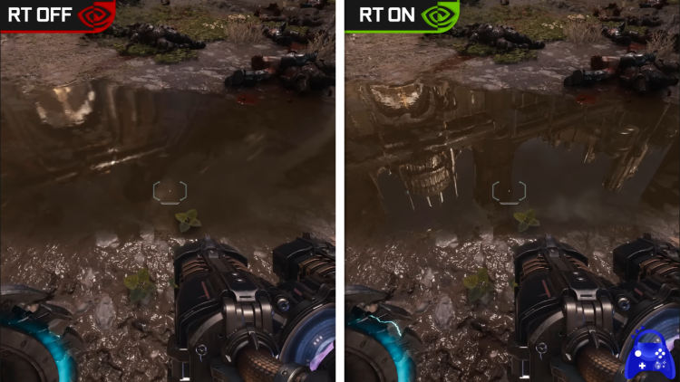 Ray tracing on vs off in Doom: The Dark Ages environment lighting