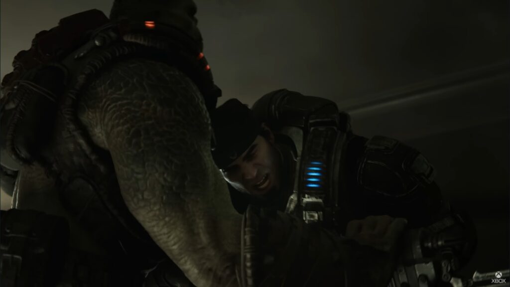 Gears of War: E-Day cinematic showing soldiers in the opening battle on PC Games 2025–2026 list.
