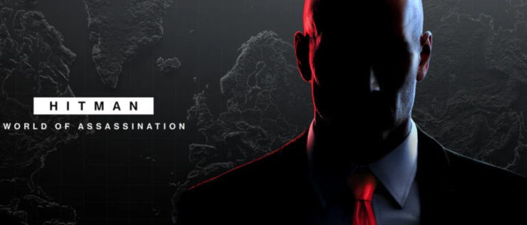 Hitman World of Assassination review - Agent 47 framed in red and shadow