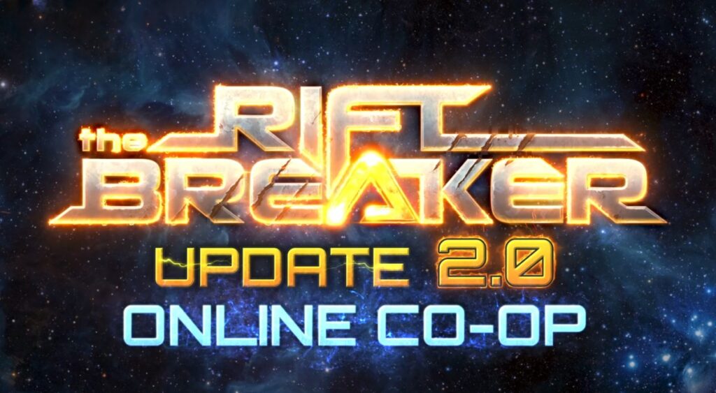 The Riftbreaker promotional artwork highlighting the four-player co-op mode introduced in Update 2.0.