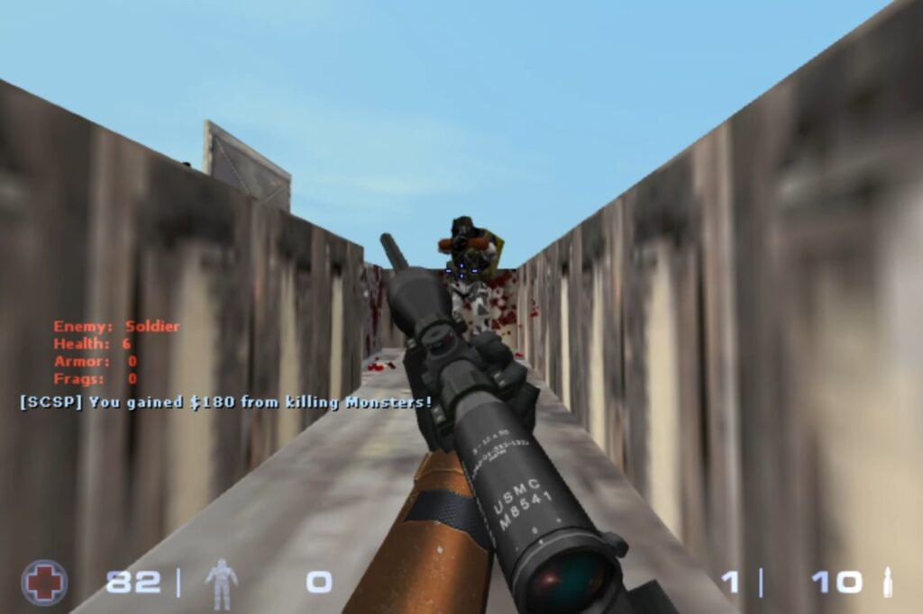 Sven Co-op Half-Life mod showing player firing at enemies