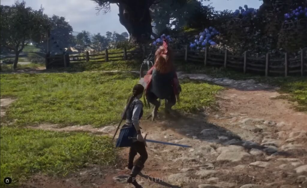 Fable reboot gameplay, battling a giant chicken in a quirky fantasy world.