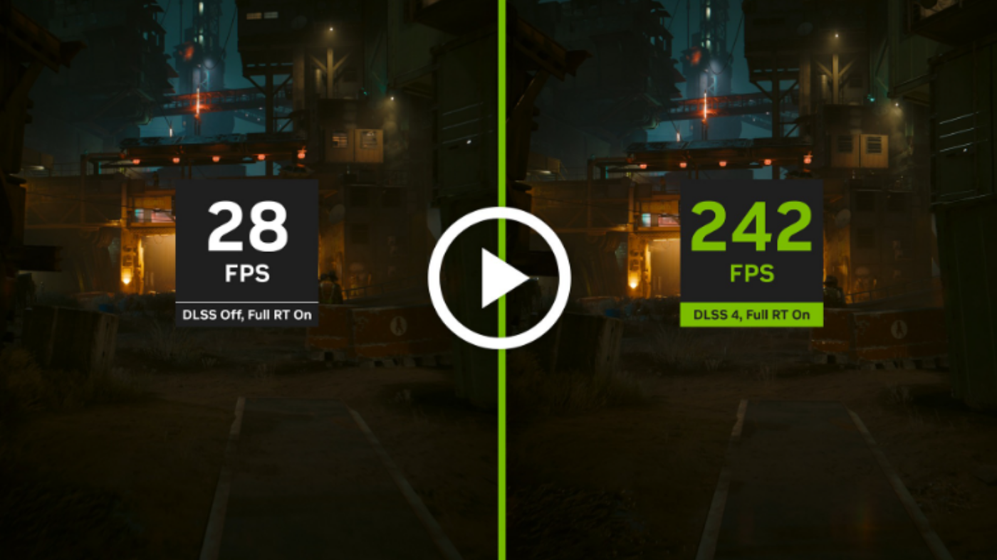 FPS comparison showing higher frame rates with upscaling or frame generation enabled in PC games