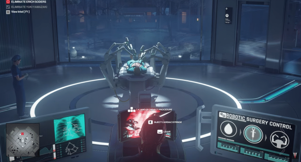 Hitman World of Assassination review - Robotic Surgery Scene