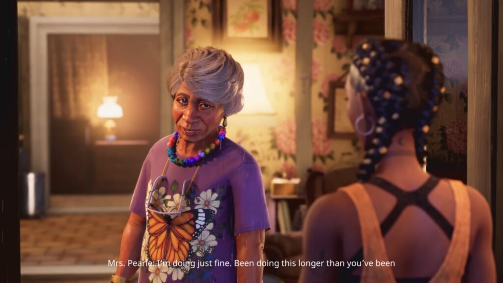 Best PC Games 2025-2026 - South of Midnight cutscene with Mrs. Pearle and Hazel in a gothic setting.