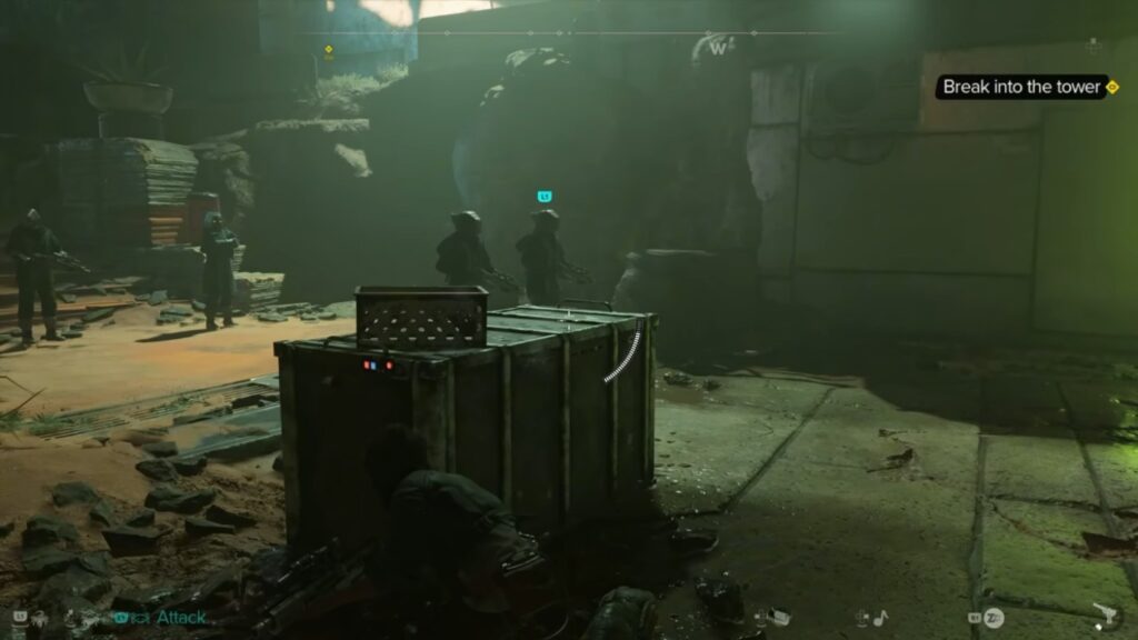 Star Wars Outlaws stealth gameplay, hiding from enemy patrols.