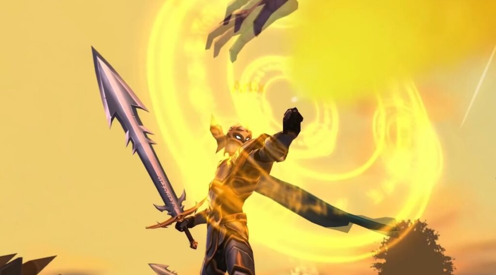 In-game screenshot from AdventureQuest 3D, friendly MMO for weak PCs.