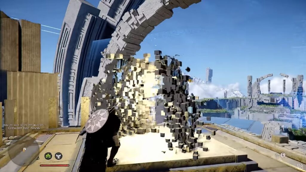 Crimson Desert Game player entering mystical portal ruins