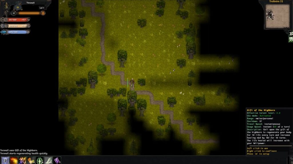 Dungeon exploration screen from Tales of Maj’Eyal roguelike RPG.