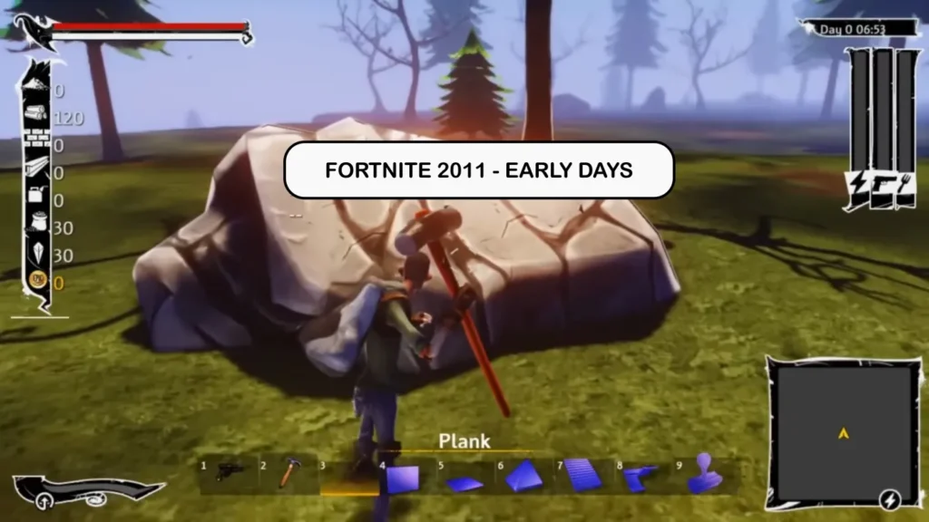 The Evolution of Fortnite visualized through 2011 pre-release gameplay scene