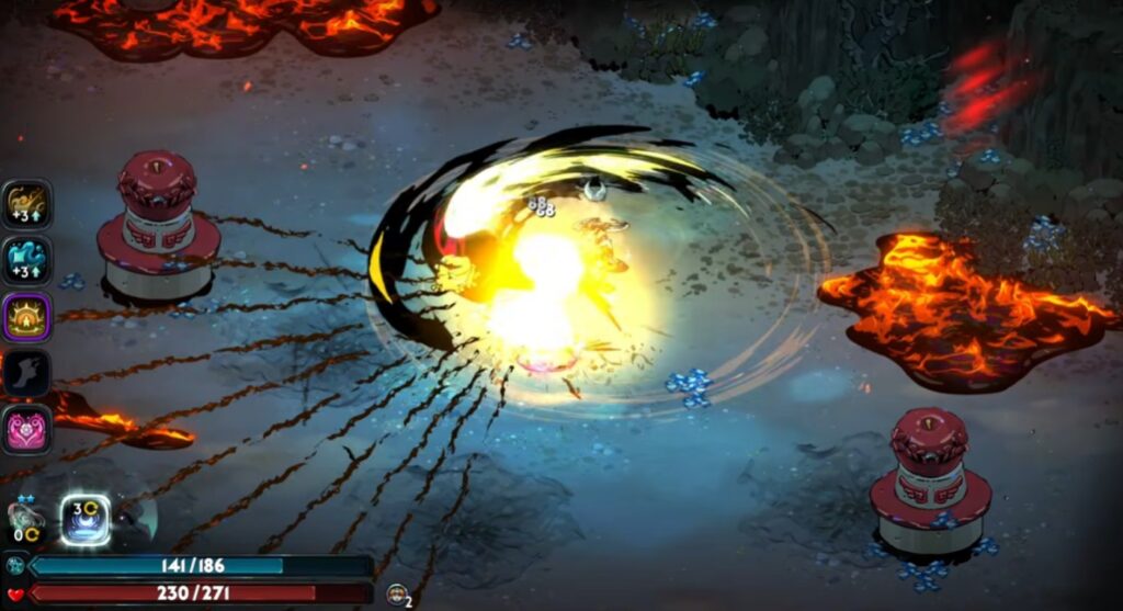 Melinoë fighting shades in fast-paced Hades II combat sequence