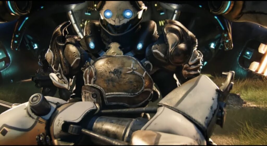 Warframe gameplay screenshot showing fast combat and movement