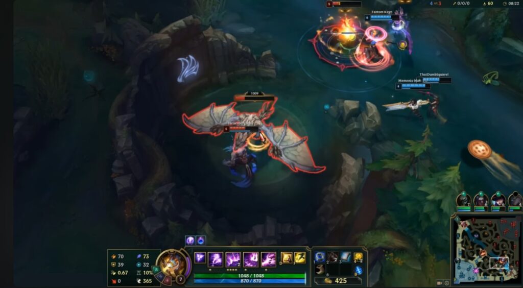 League of Legends screenshot running on low-end PC settings during a match