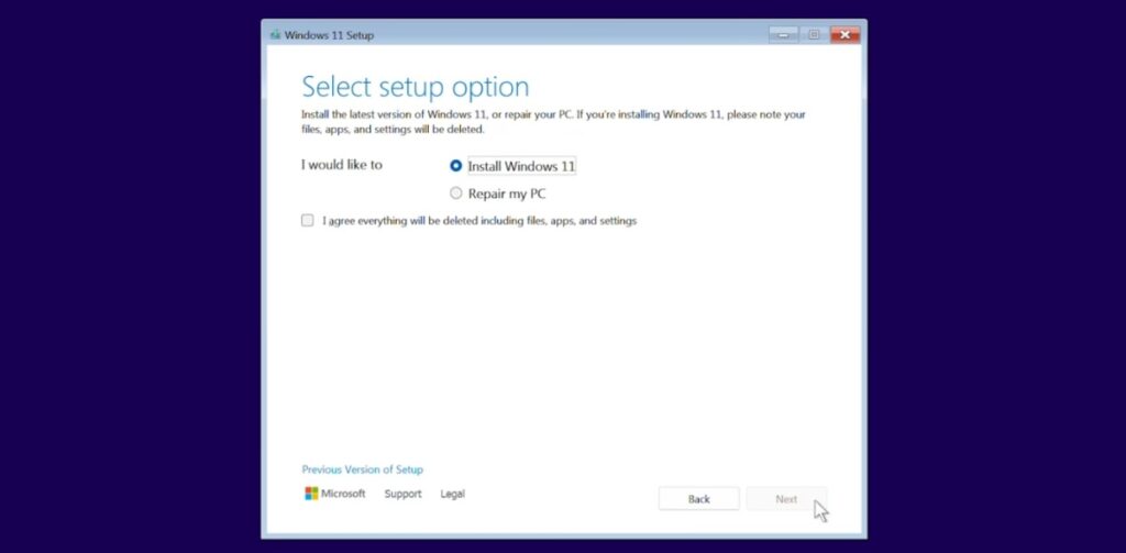 A fresh Install - Windows Install Screen