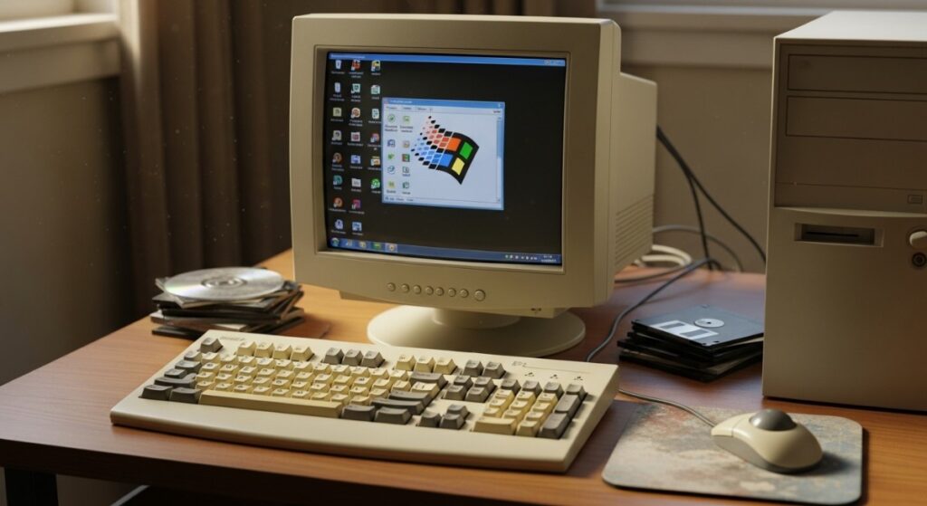 Very old desktop PC that represents a fossil rig