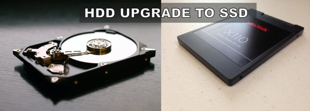 SSD upgrade compared to HDD showing faster boot and load speeds