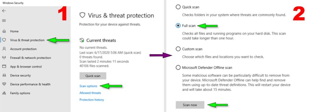 Windows Defender running a full malware scan in Windows 11