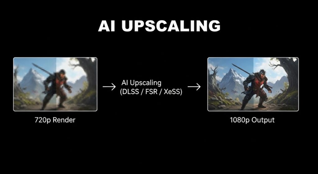 simple upscaling process dlss fsr xess