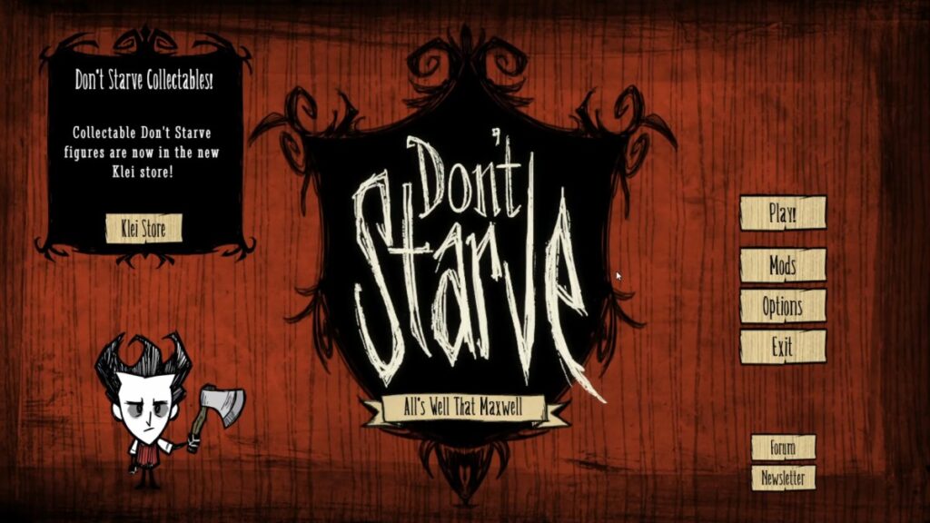 Don’t Starve character gathering resources in the wilderness