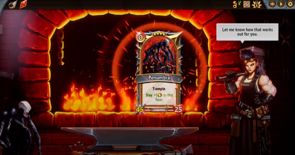 Monster Train gameplay showing multi-floor deckbuilding combat
