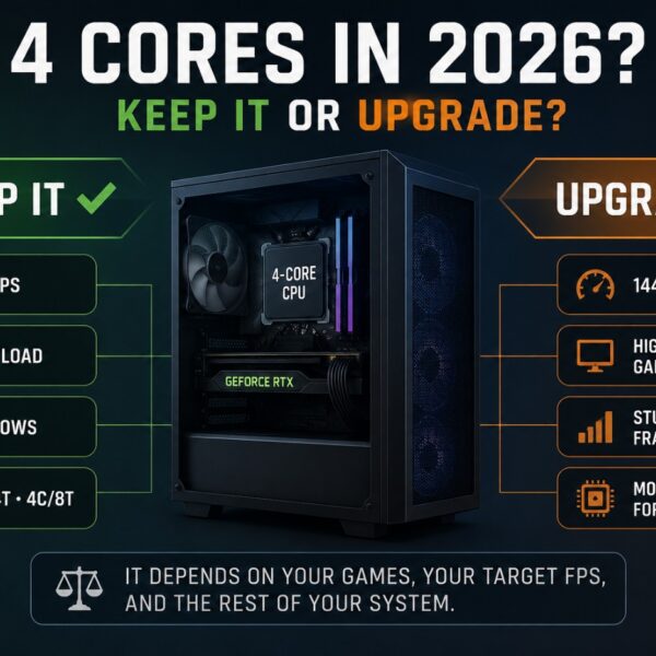 4-core CPU gaming in 2026 showing when to keep the CPU or consider upgrading