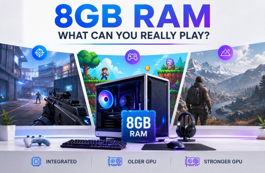 8GB RAM gaming PC showing games suited to integrated, older and stronger graphics hardware