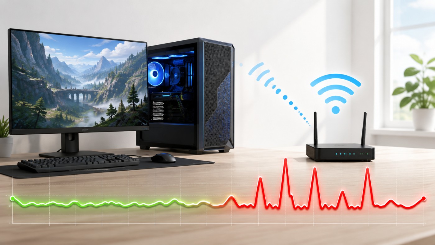 Gaming PC experiencing ping spikes over a WiFi connection