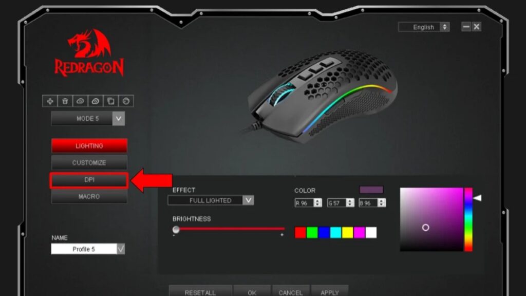 Mouse polling-rate setting at 500Hz for testing FPS drops when you move the mouse