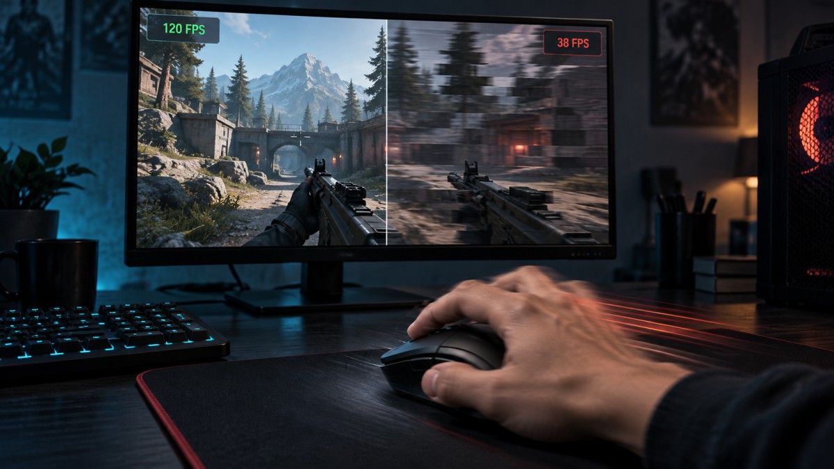 FPS dropping in a PC game while the player moves the mouse