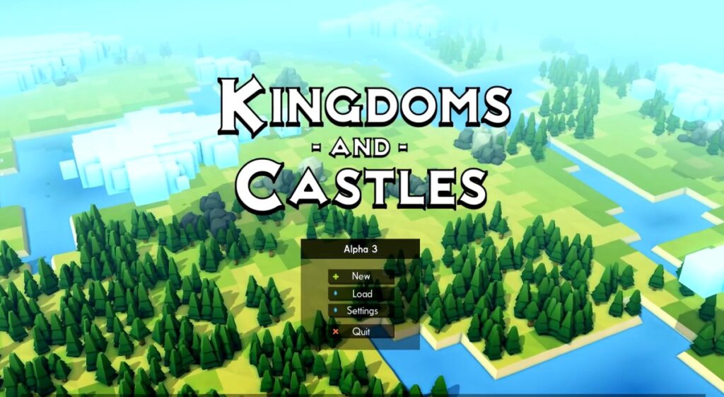 Kingdoms and Castles medieval city with defensive walls and 3D buildings