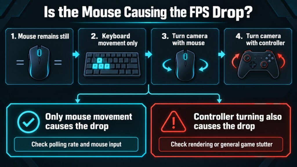 Tests separating mouse-input FPS drops from camera-rendering stutter