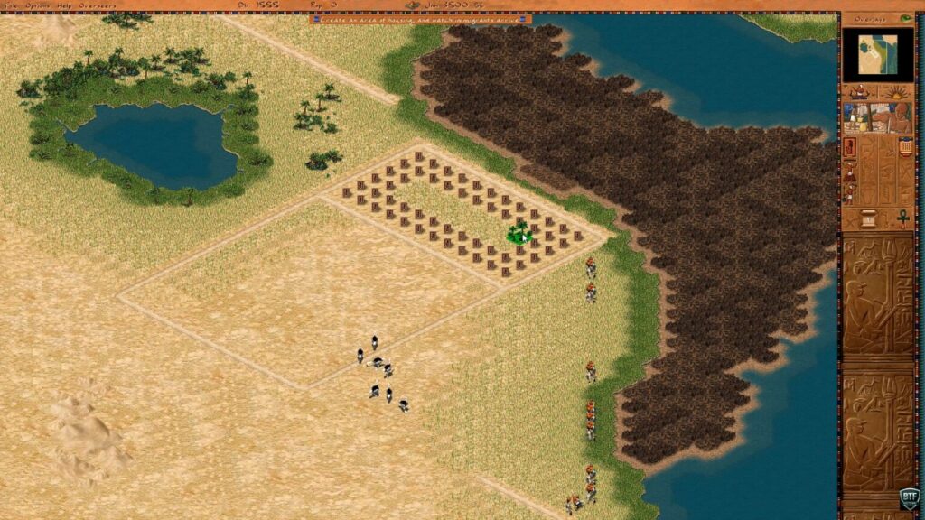 Pharaoh and Cleopatra Egyptian city-building gameplay with homes and monuments