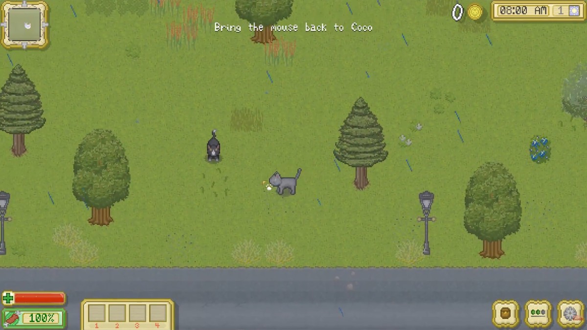 Cattails gameplay showing its 2D wilderness life-simulation setting.