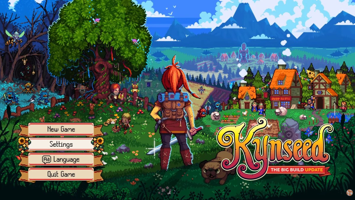 Kynseed gameplay showing its detailed 2D fantasy life-simulation world.